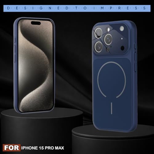 Image of SHINESTAR iPhone 15 Pro Max Case - Premium Shockproof Protective Cover, Wireless Charging Compatible, Slim & Durable Luxury Back Cover with Camera Protection (Blue)
