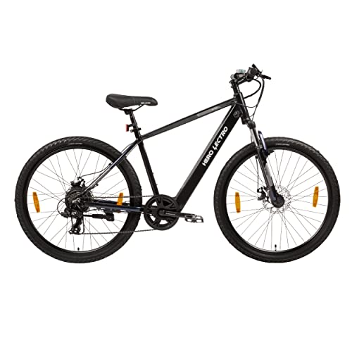 Image of Hero Lectro C7E 27.5T City Hybrid Unisex Electric Cycle | 5.8 ah IP67 Rated Battery | 7 Speed Shimano Gears with Front Suspension, Dual Disc Brakes | Blue | 95% pre-Assembled | Frame: 18 Inch