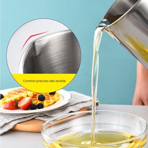 Miniatura 5 de Pinsheng Filtro Cocina, Recipiente De Grasa Con Colador Graseras De Carne Y Pescado Acero Inoxidable Para Almacenar Aceite Usado Para Freir Y Grasa Para Cocinar 1.3l