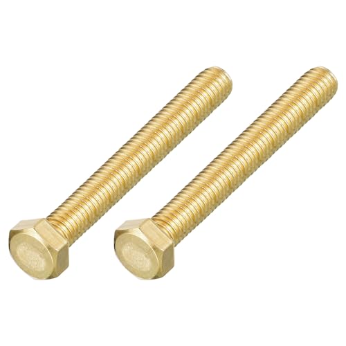 Image of METALLIXITY Hex Head Screw Bolt (3 /8-16x3) 2Pcs, Brass Fully Threaded Solid Brass Hex Bolts Machine Screws - for Machinery Repair