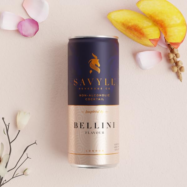 Savvy Non-Alcoholic Mocktail Bellini 4-Pack 3.4 fl oz (Pack of 6)