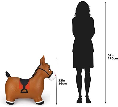 Image of Toy House Bouncy Horse Hopper Inflatable Jumping Smiling Giraffe, Ride On Rubber Bouncing Animal Toys for Kids Toddlers Boys and Girls | Pump Included