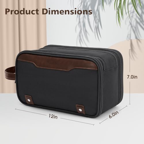 Image of Wedama Toiletry Bag for Men, Large Hanging Travel Toiletry Bag, Extra Electronic Organizer Bag Waterproof Shaving Bag for Toiletries with PU Handle for Travel Business Trips Swim Camping, Grey