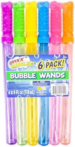 Sunny Days Entertainment Maxx Bubbles 4oz Bubble Wands – 6 Pack Bubble Wand Toy | Summer Fun, Outdoor Birthday Party Favors for Kids, 101799 Blue
