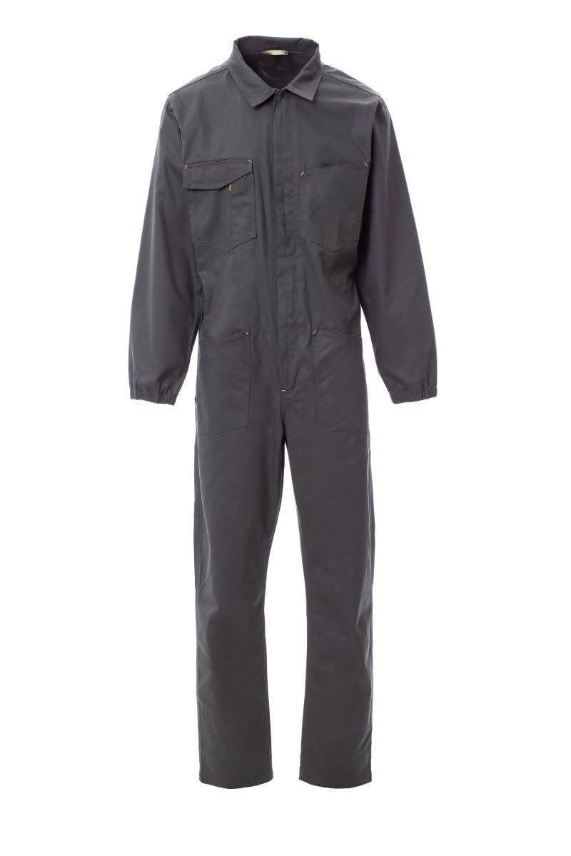 Generico Taglie Forti Tuta da Lavoro Professionale, Grigia, Maniche Lunghe, con Tasche Multiple, Stile Meccanico Fino 6XL