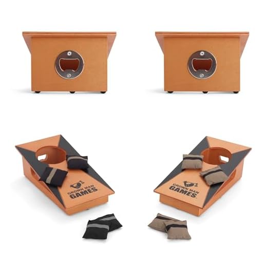 Grown Man Games Mini Cornhole- Portable Cornhole Game - Mini Bean Bag Toss Game - Cornhole Drinking Game - Party Game - Tabletop Cornhole - Desktop Cornhole - Outdoor & Indoor Cornhole Set