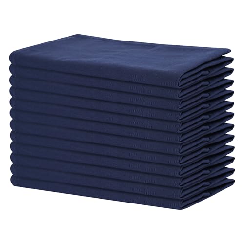 Sweet Needle - Paquet de 12 - Serviettes de Table surdimensionnées 100% Coton 45 CM x 45 CM (18 po x 18 po), Marine - Tissu épais pour Une Utilisation...