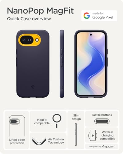 Image of Spigen for Google Pixel 10a (2026) Case, Nano Pop MagFit MagFit, Enhanced Grip, Pixelsnap Ready (TPU+Poly Carbonate) - Blueberry Navy