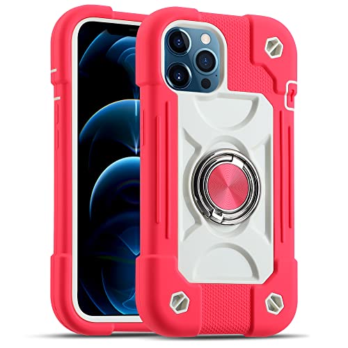 Image of MARKILL Compatible with iPhone Case with Ring Stand, Military Grade Drop Protection Full Body Rugged Heavy Duty Protective Durable Cover iPhone. (Hot Pink, iPhone 12 Pro Max 6.7 inch)