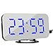 Produktbild wysjlxcy Autolenkradabdeckung Digital LED Wecker Snooze-Anzeigezeit Nacht Led Tisch, Schreibtisch, 2 USB-Ladegerät Ports Alarm Spiegeltakt (Color : Black Body Blue Word)