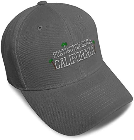 Speedy Pros Baseball Cap Huntington Beach California Embroidery Acrylic Dad Hats for Men & Women Strap Closure Dark Grey