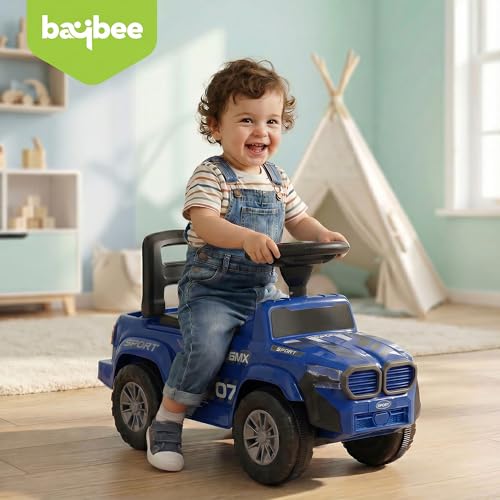 Image of Baybee Nitro Ride on Cars for Kids | Baby Push Ride ons Toys Car with Music & LED Light | Portable Ride on Jeep with High Backrest & Toy Storage | Outdoor Kids Cars for 1 to 3 Years Boy Girl (Blue)