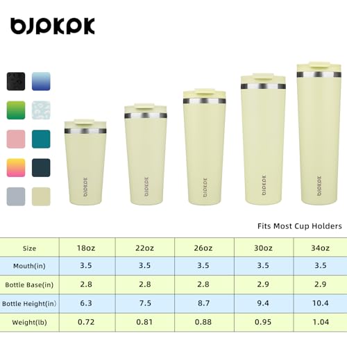Image of BJPKPK 22 oz Coffee Tumbler with Straw, Insulated Stainless Steel Cup