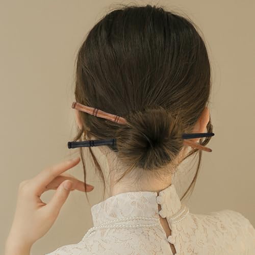 Gjinxi Wooden Sticks Hair Chopstick 8PCs,Bamboo Shape Long Hair Sticks,Wood Hair Chopsticks Hair Holders,Women Hair Pins Buns,Classical Hairpin Hair Accessories Decorative Hair Holder for Women
