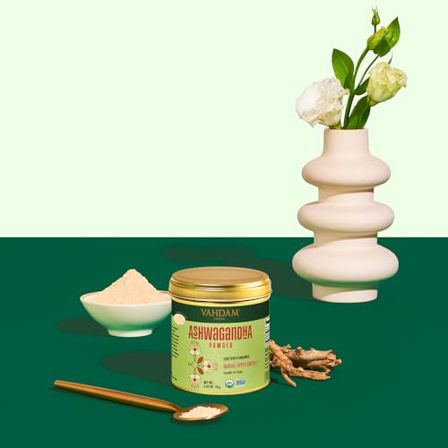 image for VAHDAM, Organic Ashwagandha Powder (2.47oz/70g) Gluten Free, Non GMO, 