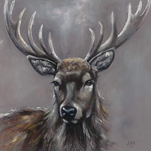 Art Group WDC98224 The Stag Louise Brown Canvas Print, Wood, Multi-Colour, 85 x 85 x 1.3 cm