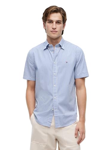 Image of Tommy Hilfiger Men's Short Sleeve Poplin Shirts in Regular Fit, Men's Button Down Shirts