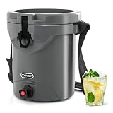 COSTWAY 2.5 Gallon/10 QT Cooler with Beverage Dispenser, Insulated Ice Chest w/Spigot & Flat Seat Lid, 5-7 Days Cold Retention, Portable Outdoor Ice Cooler Drink Dispenser for Camping, Picnic, Grey