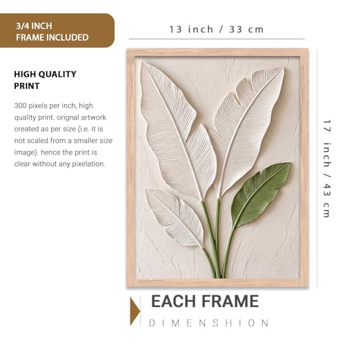 Image of kotart Aesthetic Botanical Art Home Decoration Painting | Leaf Paintings With Frame For Living Room Bed Room Hotel Wall Decor Digital Reprint (13x17 inch)
