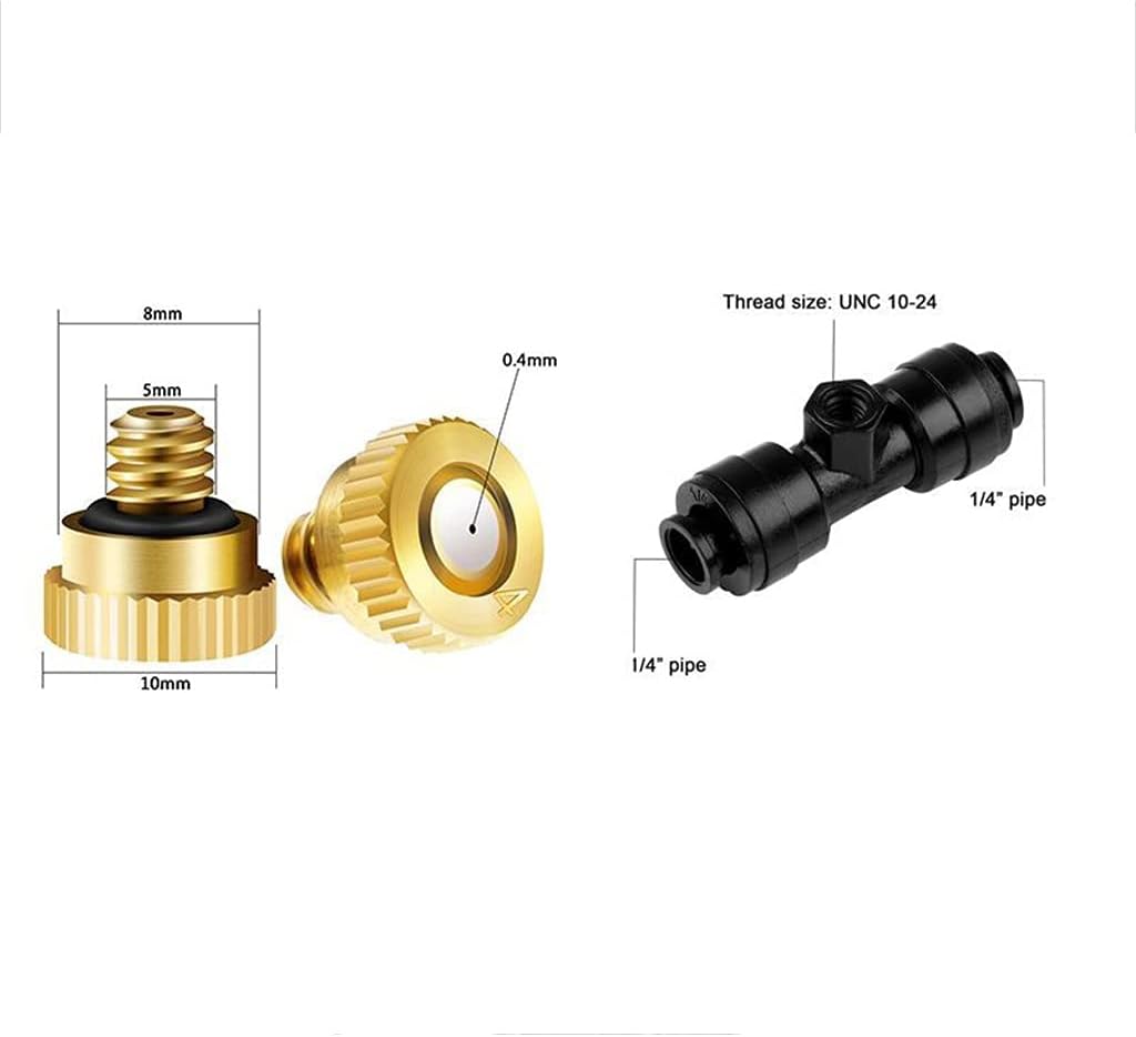 Outdoor Misting Fan Kit, 4 Removable Brass Nozzles, Misting Fan Ring, Mist Cooling System, for All Type of Fans (Size : 24 inch)
