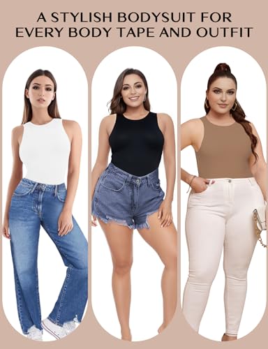 yogingo women39s crew neck sleeveless bodysuits racerback halter tank top body suits for womens sexy going out leotards