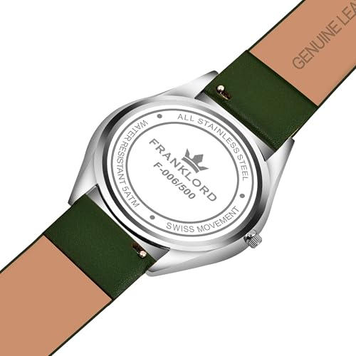Image of Franklord Ultra-Slim Men's 5 mm Swiss Movement Dress Watch - 40 mm Case, Sapphire Crystal, 316L Stainless Steel with Leather Strap