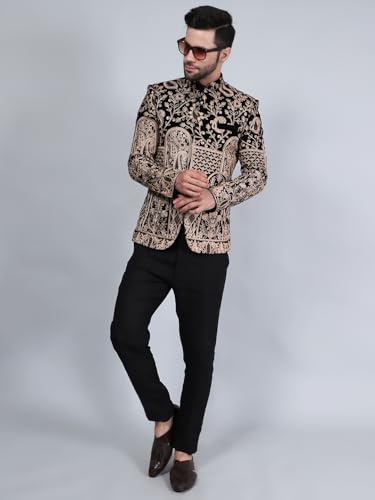 Image of WINTAGE Men's Embroidered Velvet Bandhgala