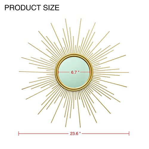 Maikailun 24'' Gold Sunburst Wall Mirror Boho Home Decor Mordern Round Hanging Wall Art For Living Room/Bedroom/Bathroom/Entryway thumb #1