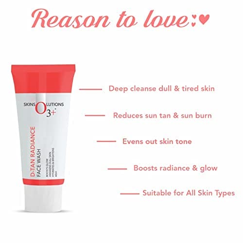 03+ D-Tan Radiance Face Wash with Vitamin C, Deep Cleansing, Skin Tone Unifying Formula, 60g, Pack of 2