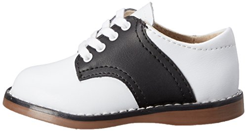 Footmates Cheer Lace-Up Saddle Oxford Girls And Boys Dress Shoes With Wide Toe Box And Custom-Fit Insoles, Non-Marking Outsoles - White/Black, 1 Little Kid (4-8 Years) #TOP6