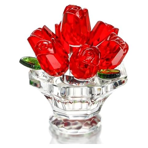 H&D HYALINE & DORA Red Crystal Rose Figurine Cover