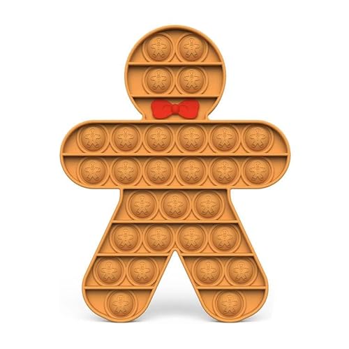 Christmas Fidget Sensory Toys,Gingerbread Man Push Bubble Silicone Squeeze Toy for Autism Stress Relief Stocking Stuffer Xmas Gifts for Kids Girl Boy Adults Birthday Party Ornament