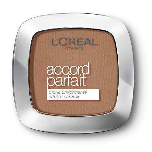 L'Oréal Paris Polvo uniforme fijante Accord Parfait, Finish Matte y resultado natural, 8.D/8.W Golden Cappuccino