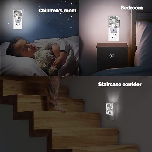 Image of Gray Cartoon Cat Night Light Plug in Wall Lamp Smart Dusk to Dawn Sensor for Home Decorative, Kids Room Bedroom Bathroom Kitchen Hallway Gifts