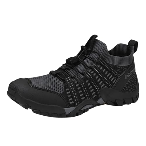 Zapatillas de deporte para hombre y mujer, puntera redonda, zapatos de vadeo de colisión, zapatos de senderismo al aire libre, suela gruesa, malla transpirable, zapatos de pesca, gris, 44 EU