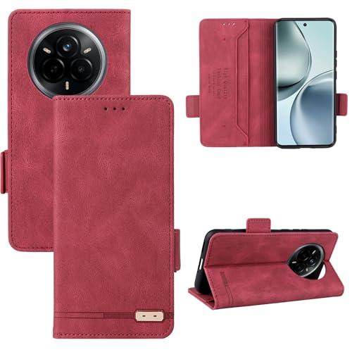 Étui portefeuille Realme 14 Pro 5G folio rouge idéal pour sécuriser vos déplacements