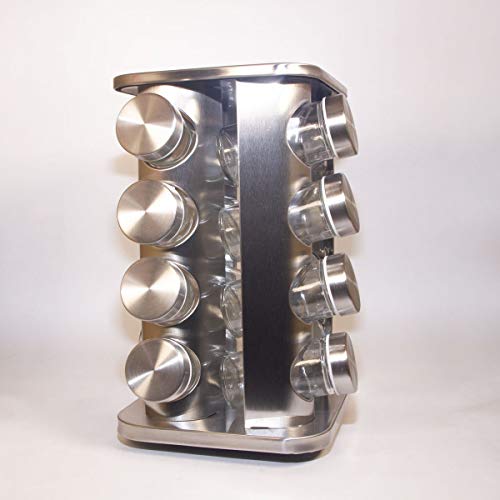 Porta Tempero Condimento Quadrado Inox 16 Potes Giratório (Inox)