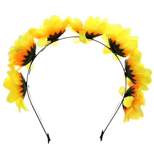 DEARMAMY 1 Pieza diadema de margarita aro de pelo floral de pelo de girasol cinta para el pelo festiva guirnalda de flores diadema de flores tocado floral