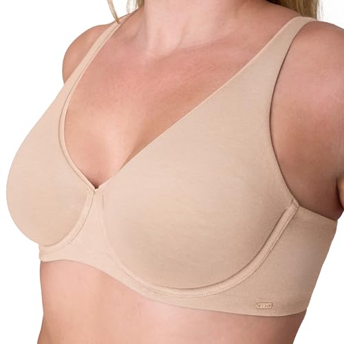 Image of Bali Womens Underwire Bra, Cotton Collection 2-ply Underwire Bra, Moisture-Wicking, Full Coverage, Convertible Straps