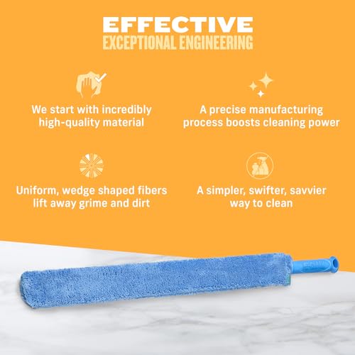 E-Cloth Cleaning & Dusting Microfibre Wand, Great for Cleaning and Dusting Surfaces, Washable and Reusable, 100 Wash Promise, Blue, 1 Pack