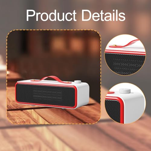 Mini radiateur électrique de bureau perfk rouge compact - 5