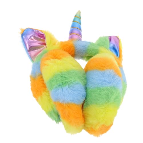 NOLITOY 1Pc Plush Unicorn Ear Muffs for Cute Ear Warmers Portable Ear Protectors for Winter Rainbow