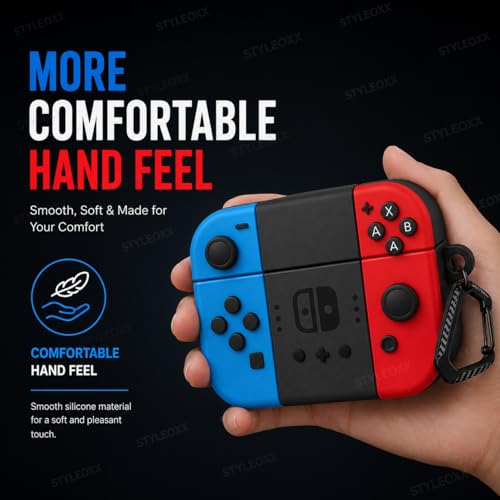 Image of Anvique Silicone Case Cover for Oneplus Nord Buds 4 Pro, Scratch Resistance, Shock Absorption, with Premium Carabiner (Gamepad Cartoon)