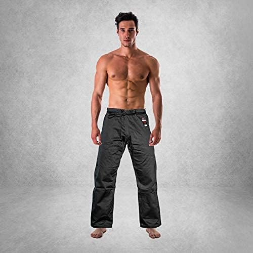 FUJI Sports Brazilian Jiu-Jitsu Gi Pants – Adult BJJ Pants, Flat Drawstring, Reinforced Cotton, for Training & Competition, Black, Size, A0