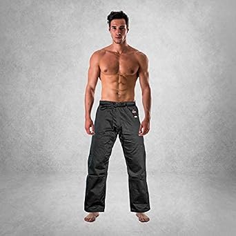 FUJI Sports Brazilian Jiu-Jitsu Gi Pants Adult BJJ Pants, Flat Drawstring, Reinforced Cotton, for Training & Competition, Black, Size, A0