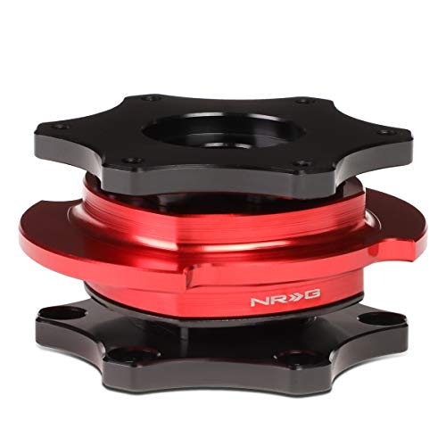 DNA MOTORING NRG-SRK-R200BK-RD SRK-R200BK-RD SFI 42.1/6- Bolt Steering Wheel Quick Release Adapter, black quick release/red ring
