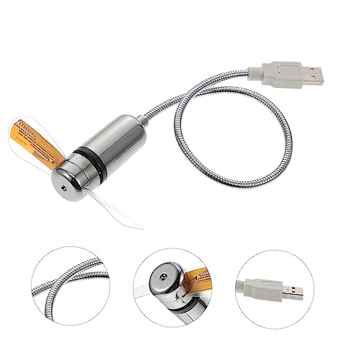 Mini ventilador portátil USB UKCOCO de aluminio con reloj LED y pantalla de temperatura 4