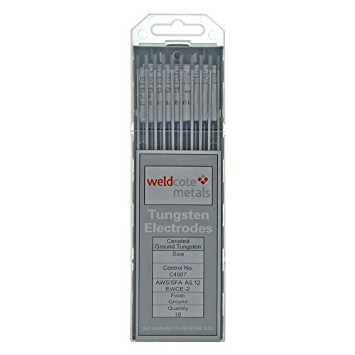 Weldcote TUNG18X7X2CE 2% Ceriated Tungsten Electrode 1/8 X 7, 10 Pack