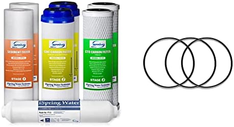 iSpring F7-GAC for Standard 5-Stage Reverse Osmosis RO Systems 1Year Replacement Supply Filter Cartridge Pack Set & Housing O-Ring, 3 1/2", for RCC Series RO System and Countertop Water Filter Housing