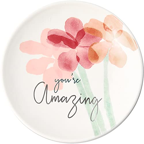 Pavilion Gift Company Keepsake Tray-You're Amazing Jewelry Dish, 4 Round, Pink
